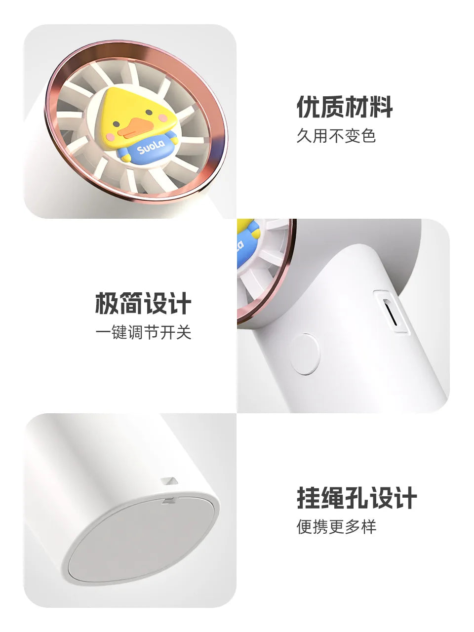 2025 Mini Portable USB Power Source Neck Fan Wearable Silent Plastic RV Pedestal Fan with Three Speeds for Outdoor Use - AirSoin