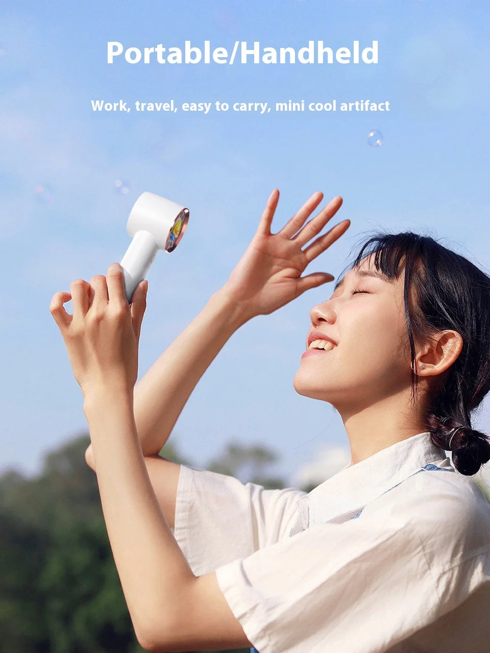 2025 Mini Portable USB Power Source Neck Fan Wearable Silent Plastic RV Pedestal Fan with Three Speeds for Outdoor Use - AirSoin
