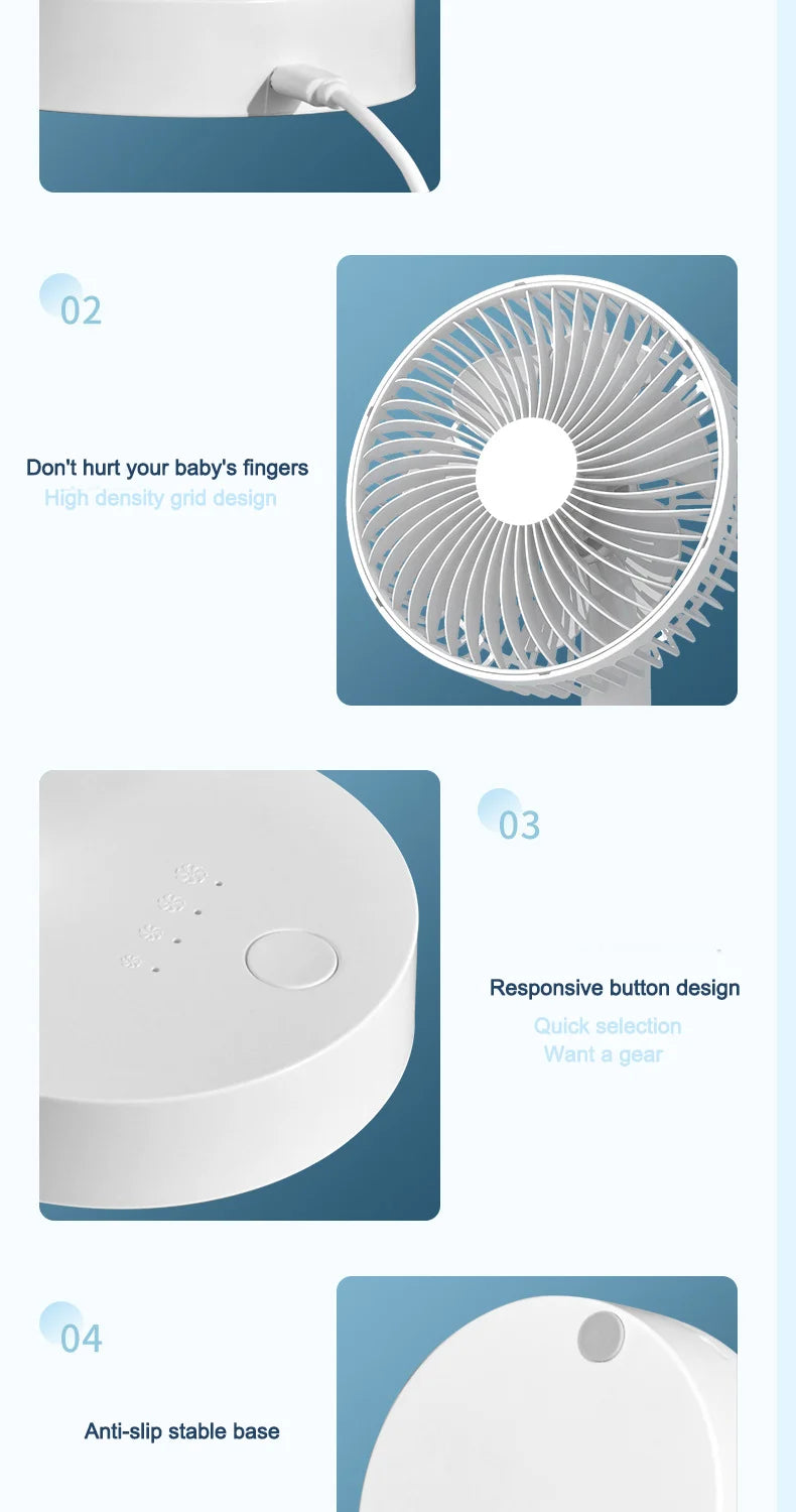 Ventilateur USB de Bureau – Silencieux, Portable, Puissant | Mini Ventilateur Étudiant / Maison / Bureau - AirSoin