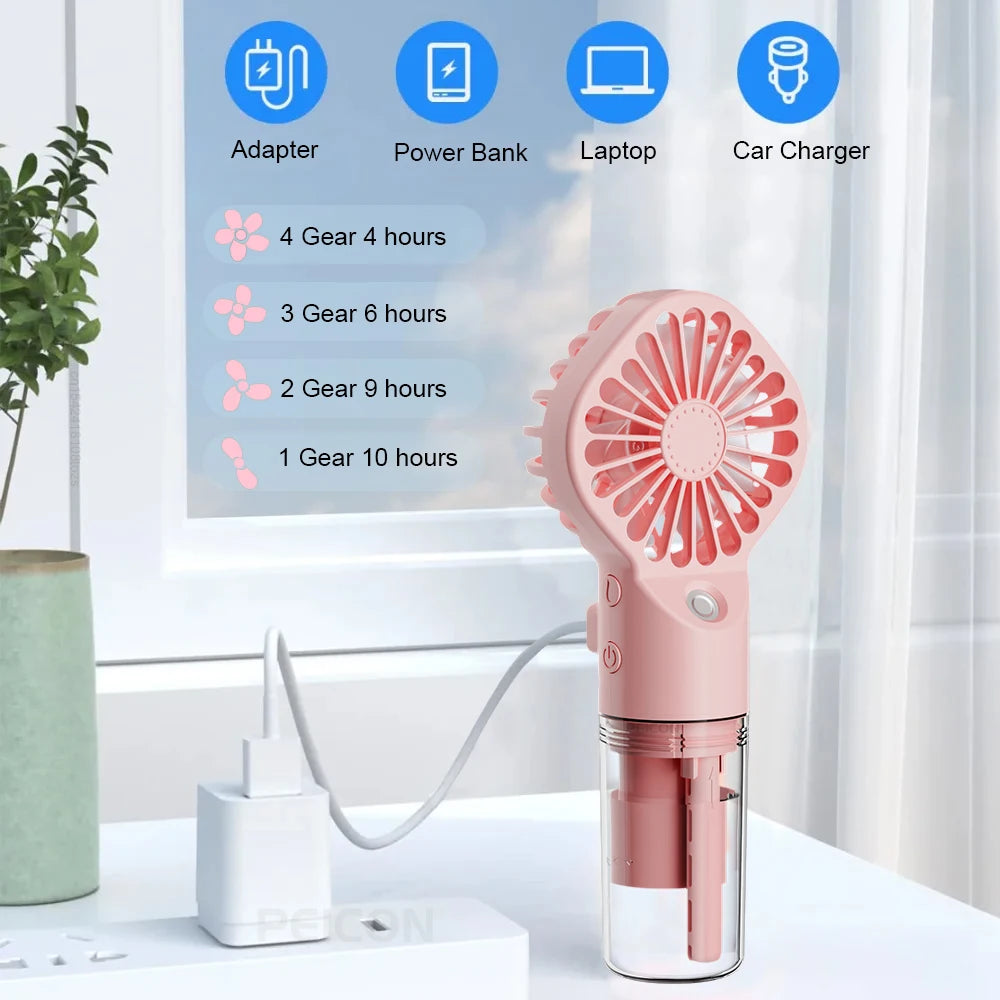 Ventilateur Humidificateur Portable – Mini Ventilateur à Main USB Rechargeable avec Brumisateur d’Eau Intégré - AirSoin