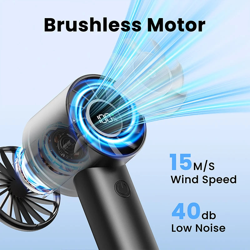 Ventilateur Portatif Mini – Ventilateur de Poche avec Écran LED & Lampe Torche, 3 Vitesses, Batterie USB Rechargeable 2000mAh - AirSoin