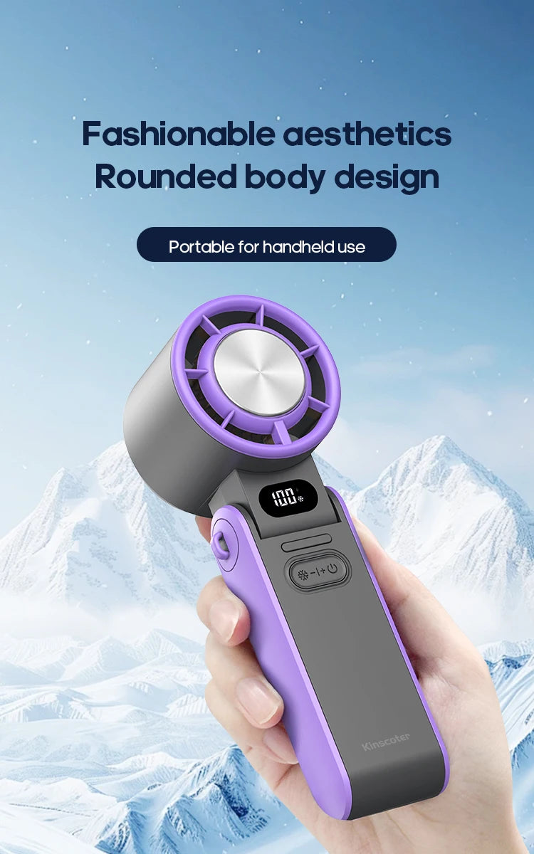 Mini Ventilateur Puissant à Main 100 Vitesses – USB Rechargeable 3600mAh, Pliable & Silencieux – Idéal Canicule & Voyage - AirSoin