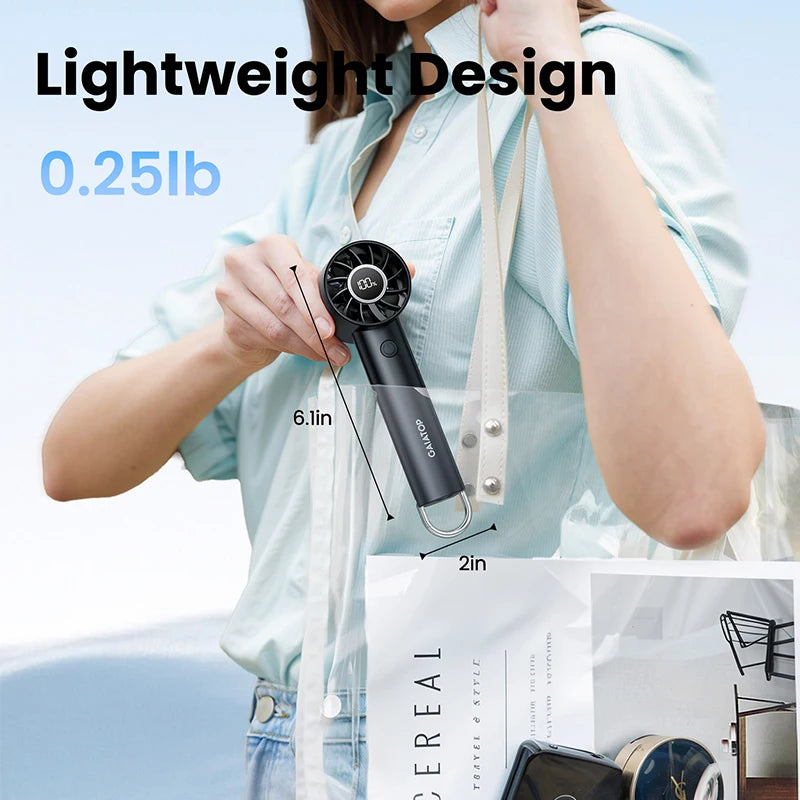 Ventilateur Portatif Mini – Ventilateur de Poche avec Écran LED & Lampe Torche, 3 Vitesses, Batterie USB Rechargeable 2000mAh - AirSoin