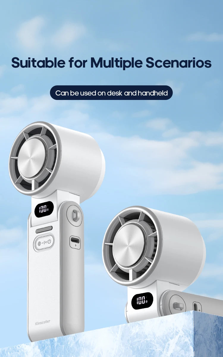 Mini Ventilateur Puissant à Main 100 Vitesses – USB Rechargeable 3600mAh, Pliable & Silencieux – Idéal Canicule & Voyage - AirSoin
