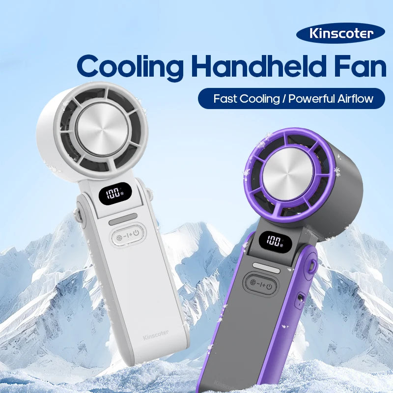 Mini Ventilateur Puissant à Main 100 Vitesses – USB Rechargeable 3600mAh, Pliable & Silencieux – Idéal Canicule & Voyage - AirSoin