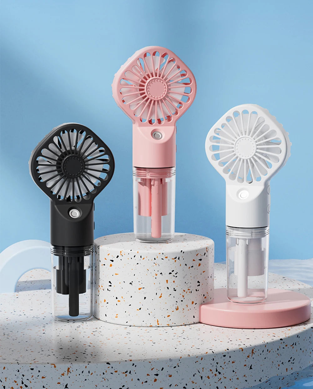 Ventilateur Humidificateur Portable – Mini Ventilateur à Main USB Rechargeable avec Brumisateur d’Eau Intégré - AirSoin