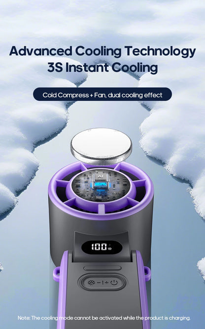 Mini Ventilateur Puissant à Main 100 Vitesses – USB Rechargeable 3600mAh, Pliable & Silencieux – Idéal Canicule & Voyage - AirSoin