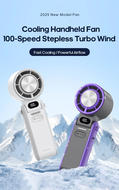 Mini Ventilateur Puissant à Main 100 Vitesses – USB Rechargeable 3600mAh, Pliable & Silencieux – Idéal Canicule & Voyage - AirSoin