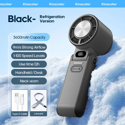 Mini Ventilateur Puissant à Main 100 Vitesses – USB Rechargeable 3600mAh, Pliable & Silencieux – Idéal Canicule & Voyage - AirSoin