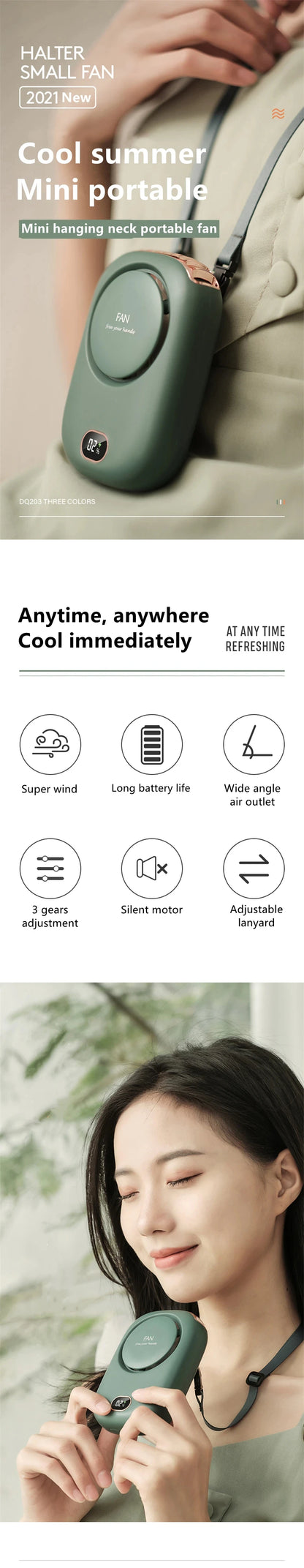 Ventilateur Portable Sans Hélice - Modèle Tour de Cou - Mini Portable Neck Fan. - AirSoin